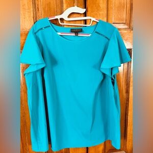 Lane Bryant turquoise Blue Cap Ruffle Sleeve top